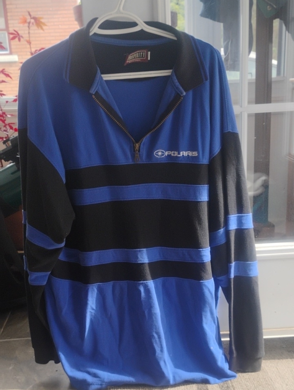 Polaris Men's Blue & Black Zip-Up Rugby Sweater